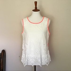 🎉 Celesta Crochet Lace And Neon Tank Top